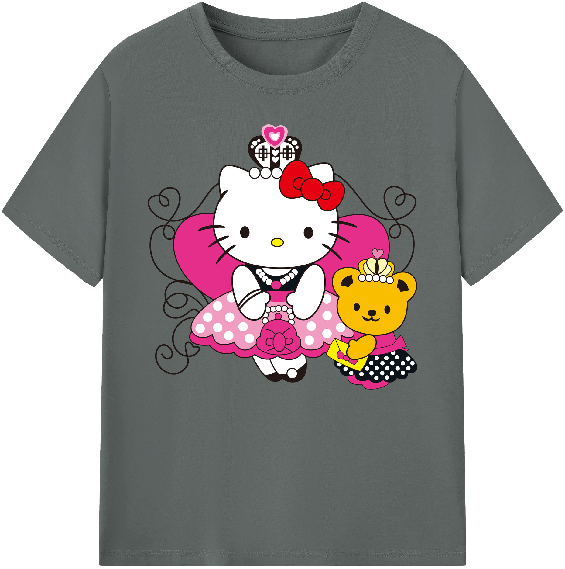 （画像用） Hello Kitty ハローキティ 綿100％ メンズ半袖Tシャツ｜肌触りやわらか＆通気性